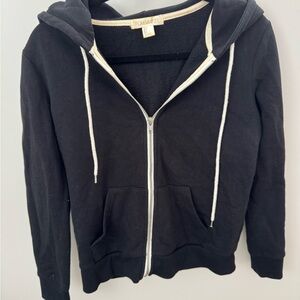 Forever 21 Black and Cream Zip-Up Hoodie